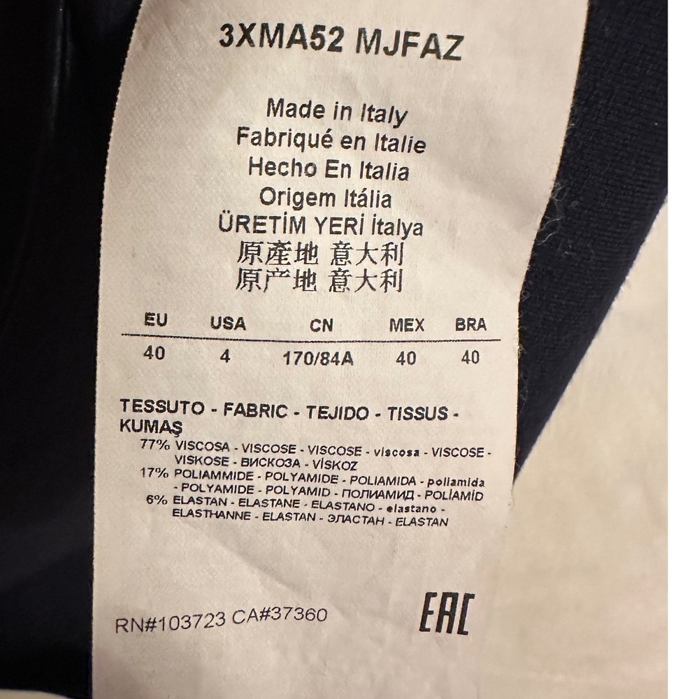 Armani Collezioni Navy Blue Faux Wrap Ruched Sheath Dress Made in Italy 4 Luxe - Picture 11 of 16